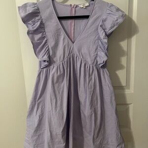 entro Lilac V-Neck Ruffle Sleeve Casual Dress